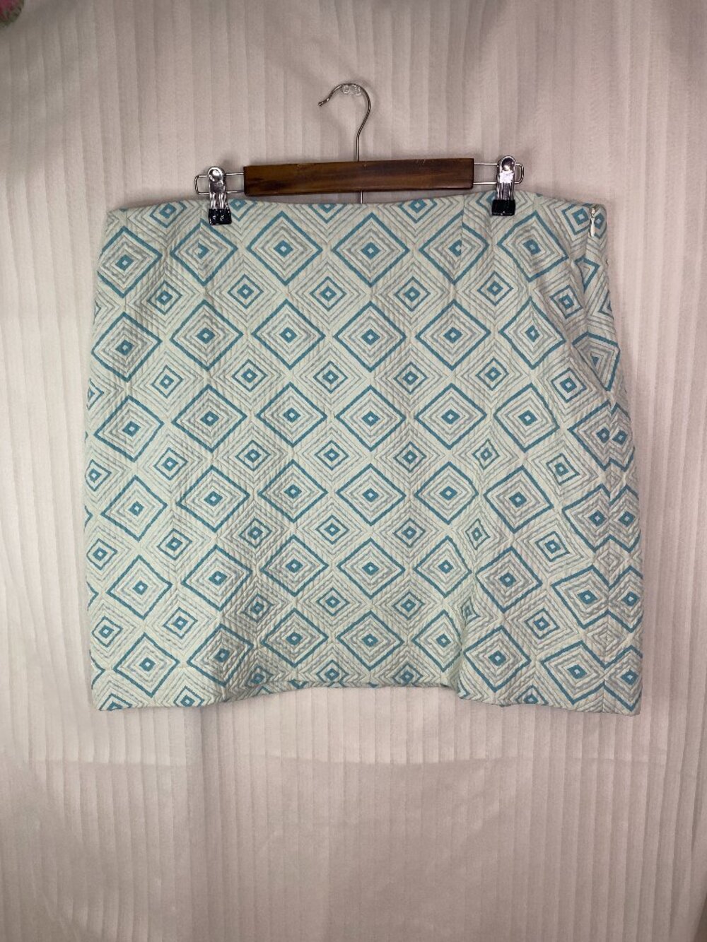 Doncaster Collection Size 18 Blue Geometric Pencil Skirt Career Office Preppy